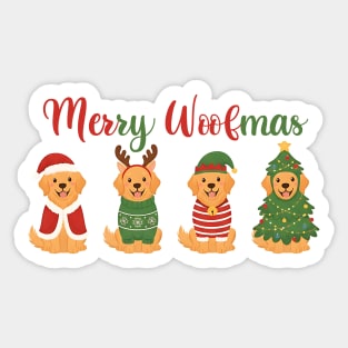 Merry Woofmas – Golden Retrievers Sticker